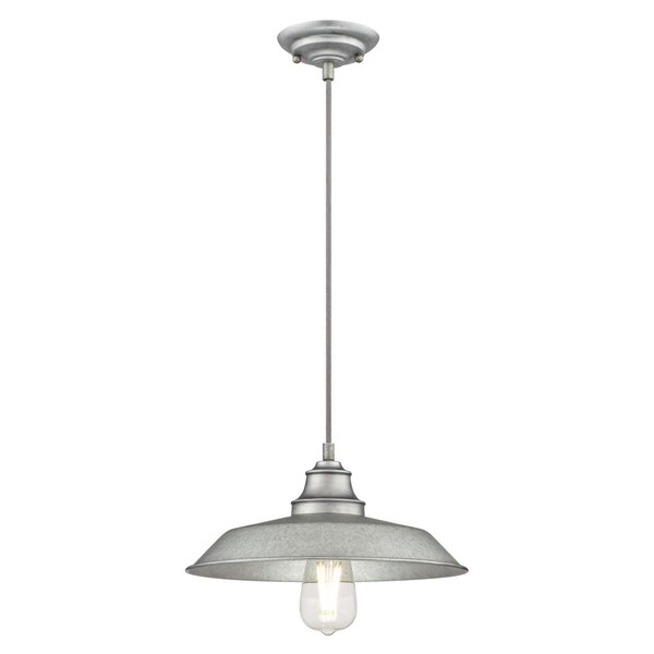 Westinghouse Pendant 60W Iron Hill 12In Broad Galvanized Steel Shade 6354600 - main